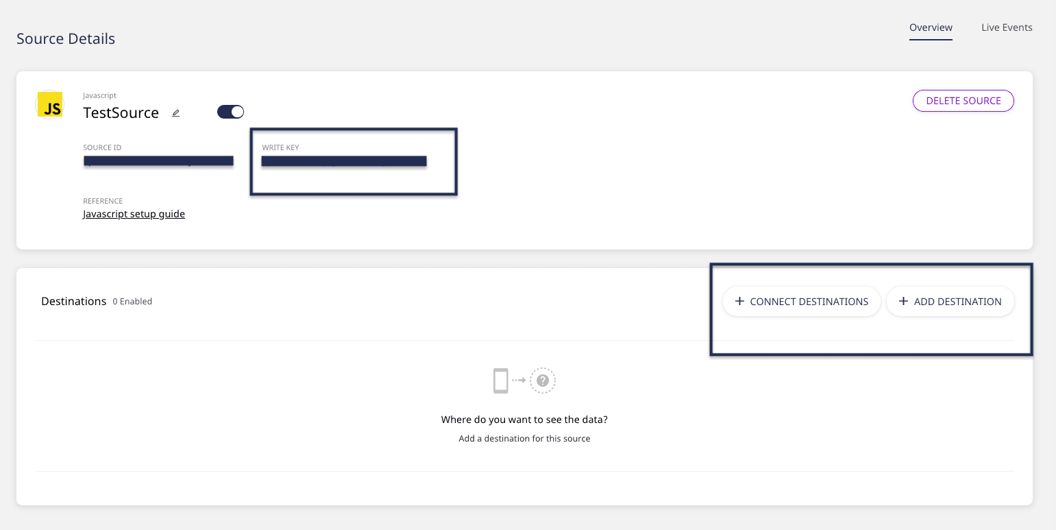 screenshot highlighting connect destinations button