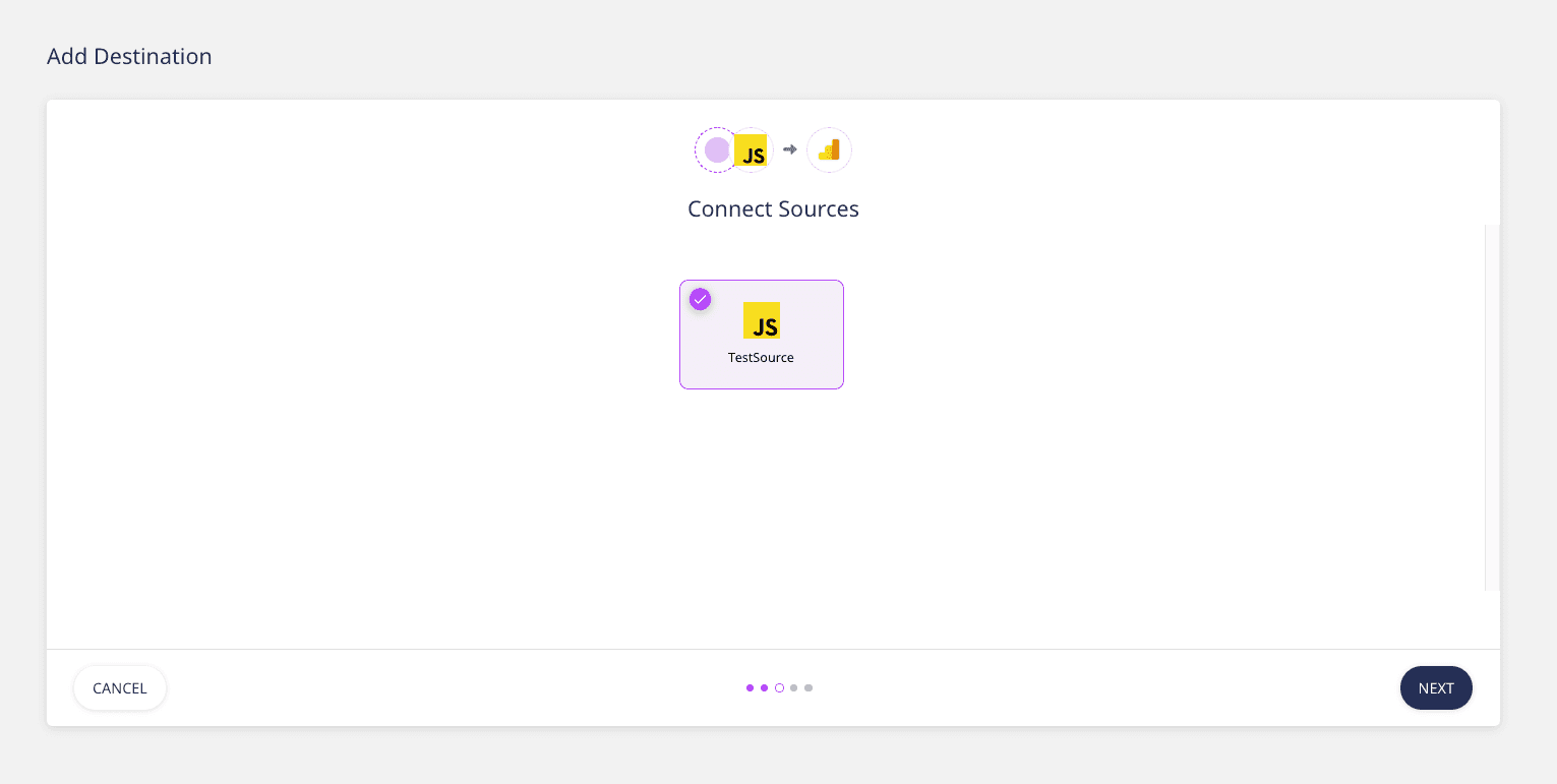 screenshot of selecting Javascript as a source