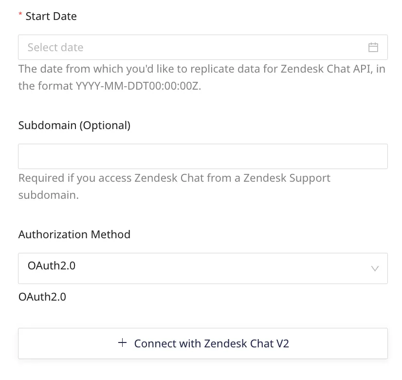 Zendesk Chat connection settings