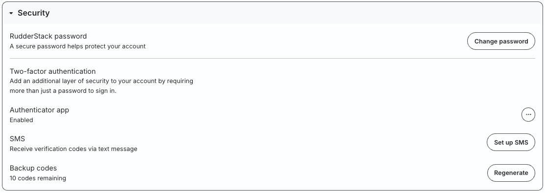 Regenerate backup codes