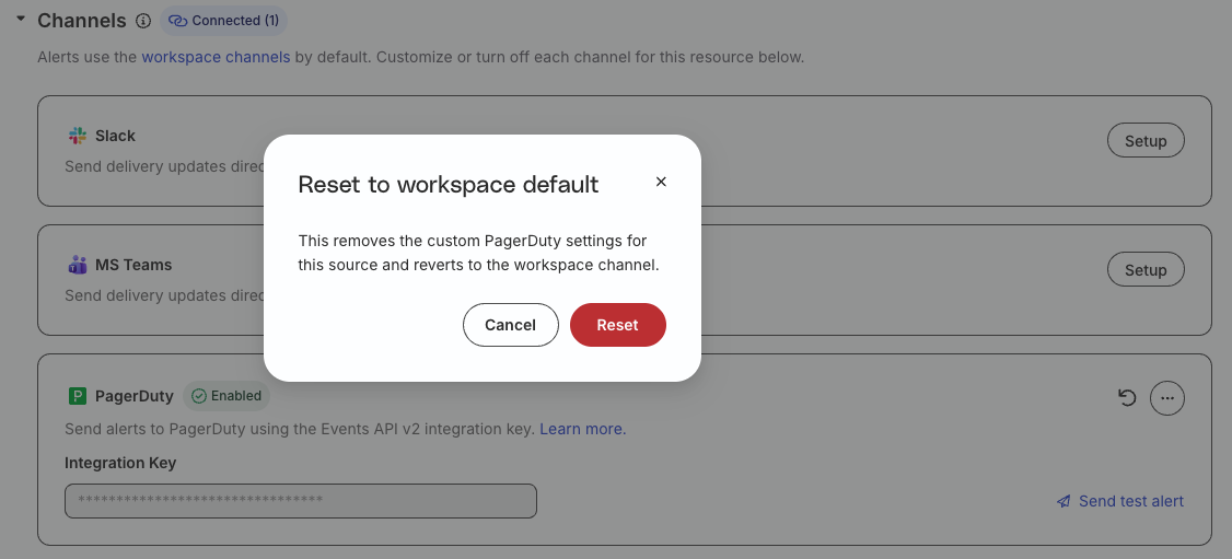 Revert to workspace setting confirmation dialog