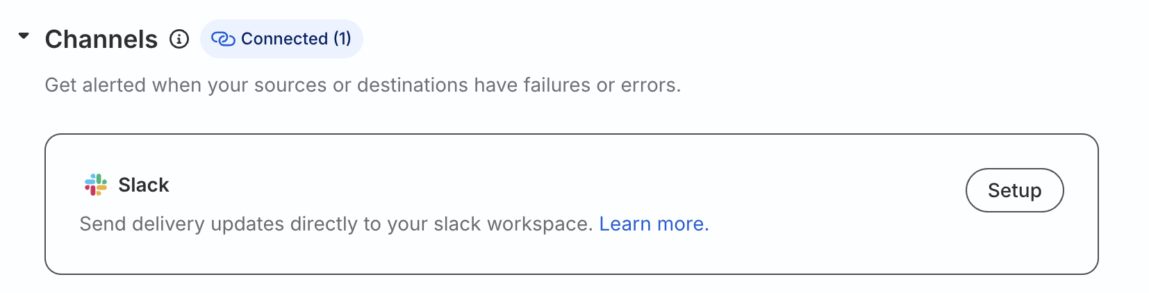 Slack channel configuration for alerts