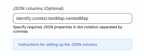 JSON column setting in RudderStack dashboard