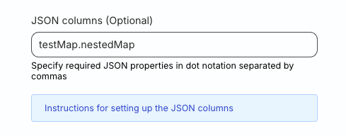 JSON column setting in RudderStack dashboard