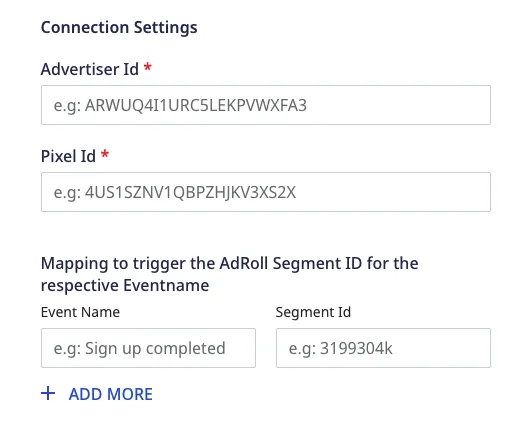 AdRoll connection settings