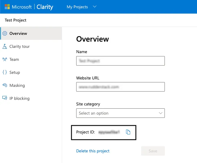 Microsoft Clarity project ID