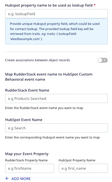HubSpot connection settings
