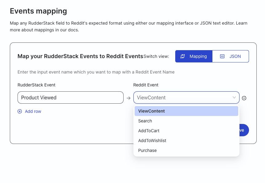 Reddit event mapping setting