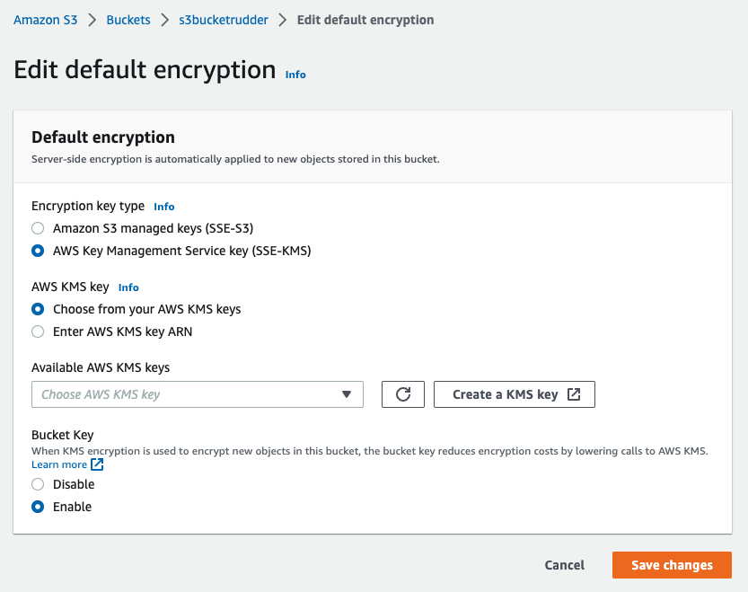 KMS encryption configuration