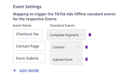 TikTok Ads Offline standard events