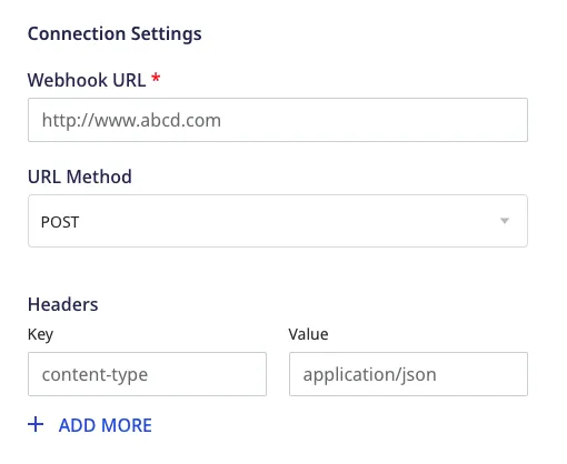 Webhook connection settings