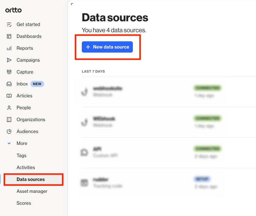 Add webhook source in Ortto