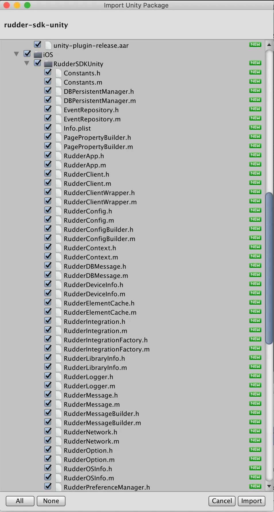 Importing the Unity package