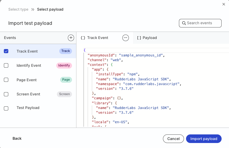 Import default payload