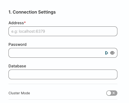 Redis connection settings