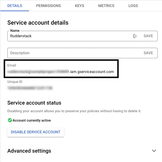 Service account ID