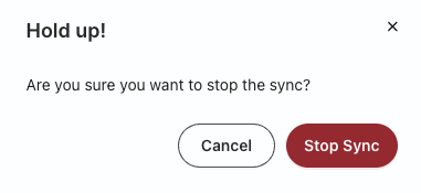 Stop sync confirmation