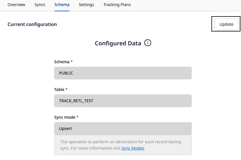 Configuring Destination Tables